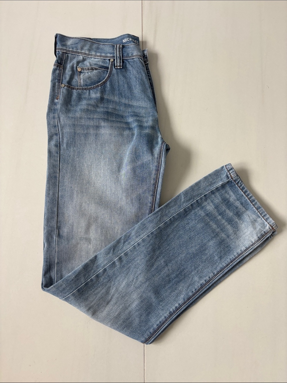 Michael Kors Men's Faded Blue Straight Jeans